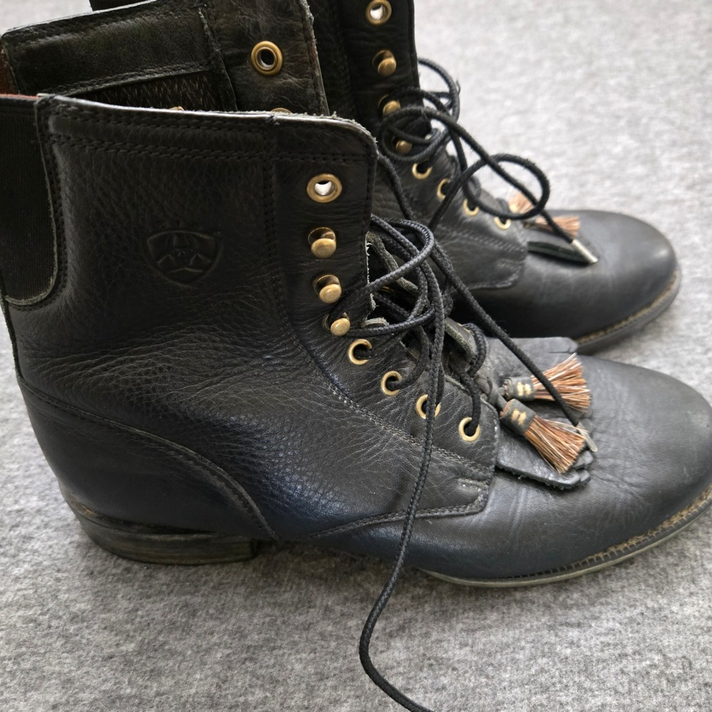 Ariat Heritage Boots Women 8.5 Black Leather Kiltie Equestrian Riding Country - Picture 11 of 13